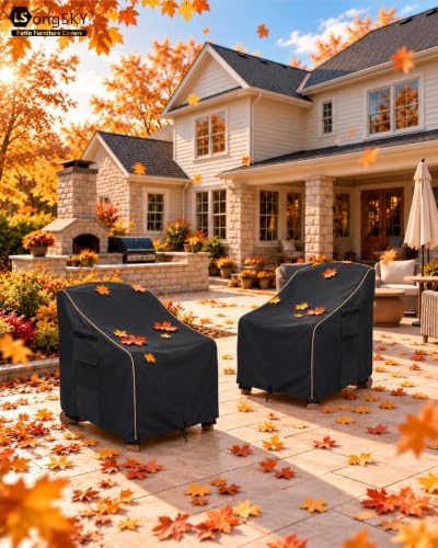Adirondack Chair Covers 2 Pack,Waterproof Heavy Duty Outdoor Chair Covers,Adirondack Patio Chair Covers for Outdoor Furniture,(33W x 35 D x 36 H inches),Black
