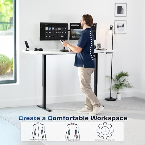 VIVO Electric Standing Desk, Smooth 3-Piece 71" x 36" White Top