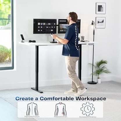 VIVO Electric Standing Desk, Smooth 3-Piece 71" x 36" White Top