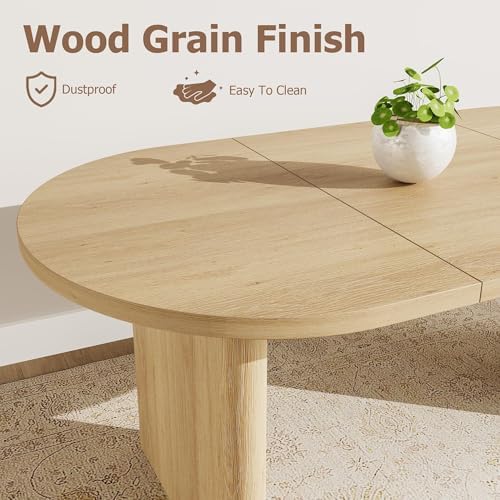 GarveeHome 70.87" Long Oval Dining Table with Wooden Base for 4-6 People