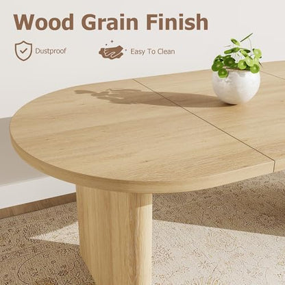 GarveeHome 70.87" Long Oval Dining Table with Wooden Base for 4-6 People