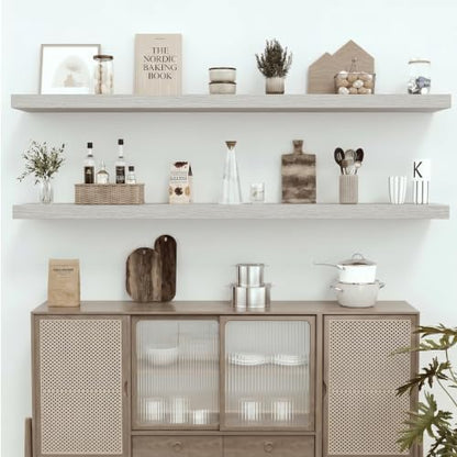 Deep Floating Shelves 72x12” Set of 1, White Birch