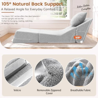 3-in-1 Folding Sofa Bed, Convertible Sleeper Chair, Grey