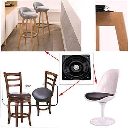 AAGUT 7'' Heavy Duty Bar Stool Swivel Replacement, Square Swivel Mechanism for Recliner Chair, Boat Seat and Furniture, Ball Bearing Seat Swivel Base, Black
