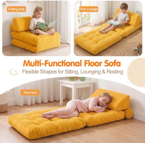 MeMoreCool Kids Couch, 3-in-1 Fold-Out Foam Chair