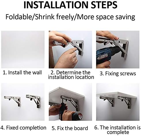 Storystore Folding Shelf Brackets - 18 Inch Heavy Duty Stainless Steel Collapsible Shelf Bracket for Bench Table, Space Saving DIY Bracket (2 PCS)
