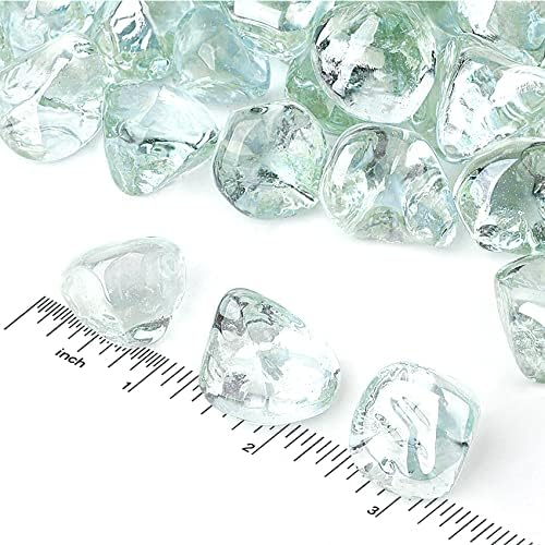 Mr. Fireglass 10 Pounds Diamond Fire Glass, 1 inch High Luster Reflective Fire Pit Glass Rocks for Propane & Natural Gas Fire Pits Fireplace & Lanscape, Crystal Ice (Pack of 3)