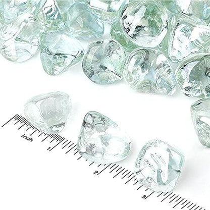 Mr. Fireglass 10 Pounds Diamond Fire Glass, 1 inch High Luster Reflective Fire Pit Glass Rocks for Propane & Natural Gas Fire Pits Fireplace & Lanscape, Crystal Ice (Pack of 3)