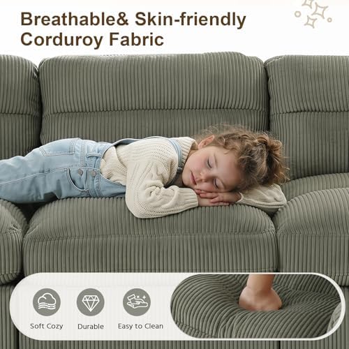 HAOMARKETS Oversized Modular Sectional Sofa with Movable Ottoman, Corduroy U Shaped Sectional Couches, 7-Seater Modular Sofas with Reversible Chaises for Living Room