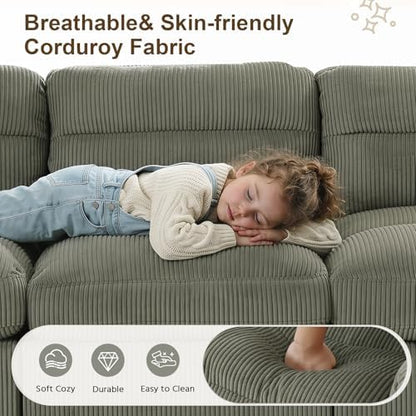 HAOMARKETS Oversized Modular Sectional Sofa with Movable Ottoman, Corduroy U Shaped Sectional Couches, 7-Seater Modular Sofas with Reversible Chaises for Living Room