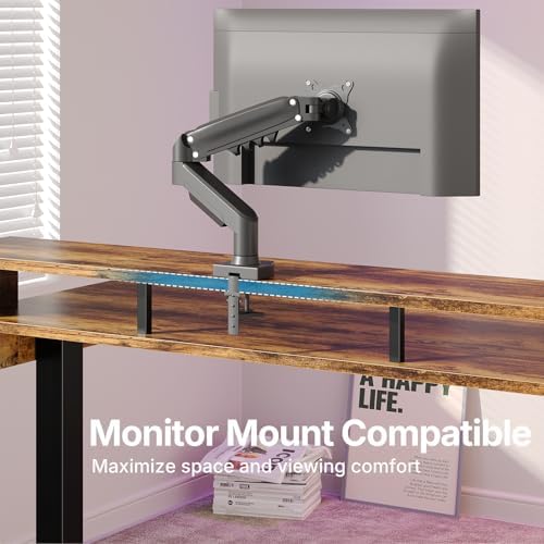 HUANUO 48″ X 26″ Electric Standing Desk with 2 Drawers &24.4″ Large Keyboard Tray, C-Clamp Mount Compatible, Adjustable Computer Desk for Office, Sit Stand Up Desk with 4 Height Presets, Vintage Brown
