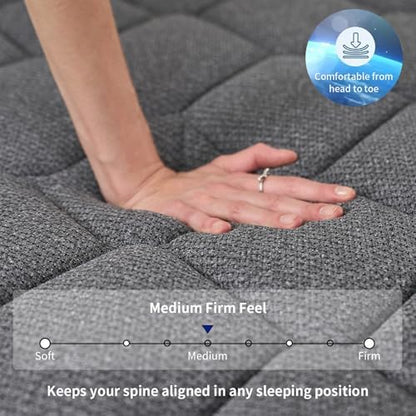 EVLWZL 14 Inch Queen Mattress, Medium Firm Hybrid Queen Mattresses, Memory Foam Mattress in a Box with Individually Wrapped Pocket Springs, Reinforced Edge Support, Pressure Relief, Motion Isolation