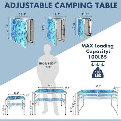 VILLEY Folding Camping Table 2FT, Portable Small Picnic Table