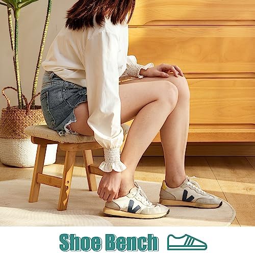 viewcare Foot Stools Ottoman, Small Soft Footrest Ottoman with Wood Legs, Sofa Footrest Extra Seating for Living Room Entryway Office