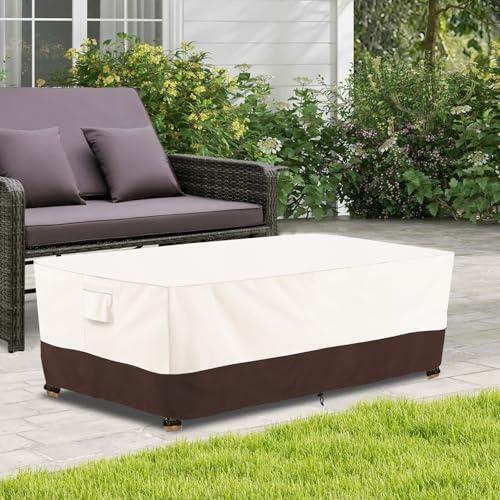 Bitubi Waterproof Patio Coffee Table Cover, Rectangular Outdoor Small Side Table Cover - Fits up to 48L x 28W x 16H inches, Brown