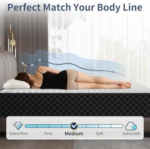 Mattress Queen Size, 12 Inch Queen Mattress in a Box, Medium Firm 7-Zone Memory Foam & Pocket Spring, Hybrid Mattresses for Pressure Relief & Motion Isolation, CertiPUR-US Certified, 80" x 60"