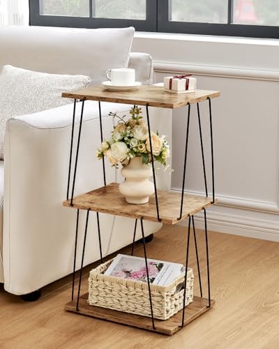 Tall Side Table, Small End Table, 29 inch High Entryway Table, Bedside Table for Living Room, Bedroom and Office, Greige & Black