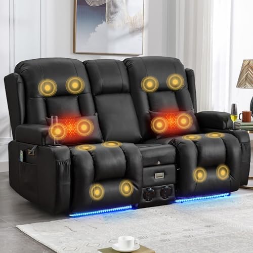 IPKIG Power Loveseat Recliner Sofa with Flip Back Console, 67" - 3 Seat