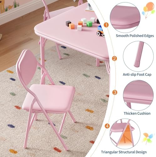 GAOMON 3 Piece Set Folding Table and Chairs Set for Boys and Girls