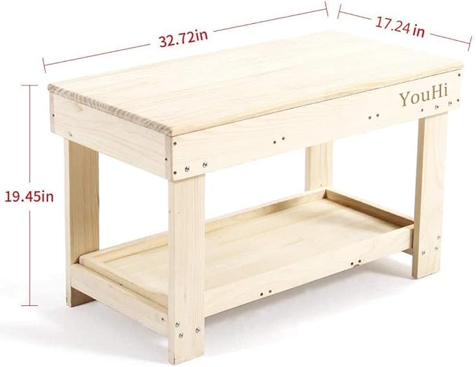YouHi Kids Activity Table with Board and Storage for Bricks Activity Play Table (Wood Color)