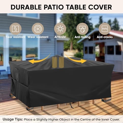BALEINE Patio Furniture Covers Waterproof, Heavy Duty Outdoor Table Cover
