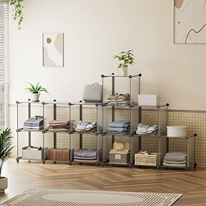 HOMIDEC 6 Light Grey Cube Storage Organizer, Modular Storage Shelf with Hammer, Cube Storage Bin Cabinet Closet Bookshelf for Living Room, Bedroom, Office, Each Cubes Size 11.8 x 11.8 inch