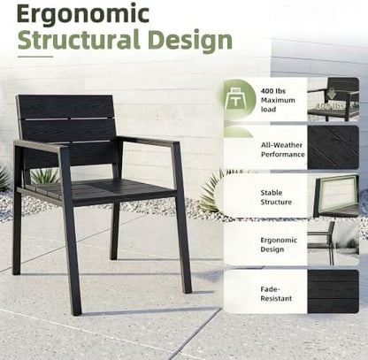 LazySunsets Outdoor Dining Set with Umbrella Hole (Blacky, 7 Piece)