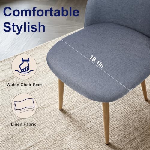 Lightdot Dining Chairs Set of 2, Linen Fabric Upholstered Kitchen Chairs