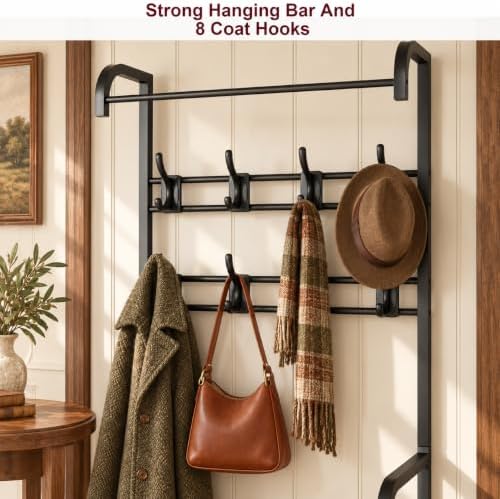 CABIHOME Hall Tree Shoe Bench for Entryway, Coat Rack Entryway Bench with Storage Drawer, 5-In-1 Coat Rack Storage Shelf and 8 Hooks, Coat Tree for Small Spaces, Retro Brown