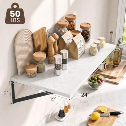 Dreamland Wall Mounted Floating Shelves Set of 2, 24x12, White