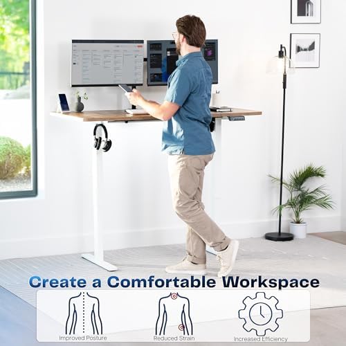 VIVO Electric Standing Desk, Solid 1-Piece 43" x 24" Reclaimed Wood Top