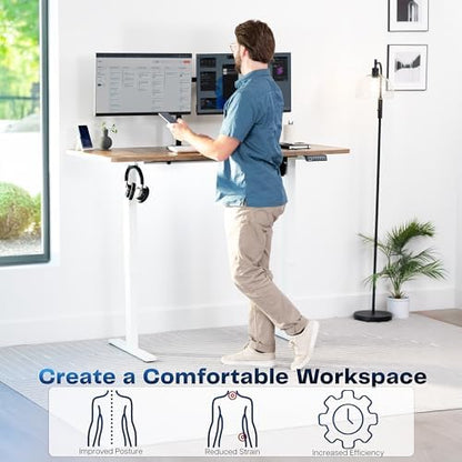 VIVO Electric Standing Desk, Solid 1-Piece 43" x 24" Reclaimed Wood Top