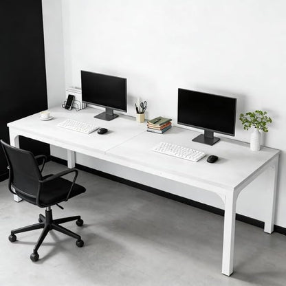 Practical Computer Desk,Rectangle Conference Table,Executive Desk(Only Table) (White + Iron + MDF)