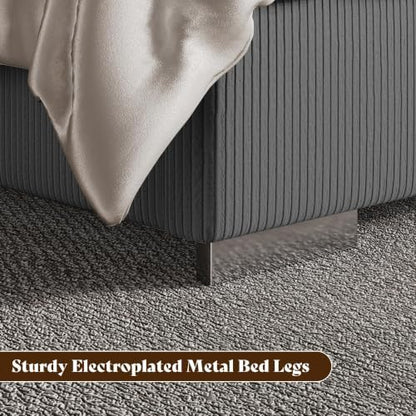 AMERLIFE Cal King Fireplace Bed Frame, Upholstered Headboard, Dark Gray