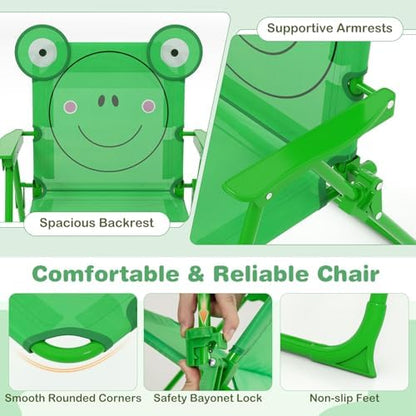 Kids Picnic Table, Kids Outdoor Table with 2 Folding Chairs