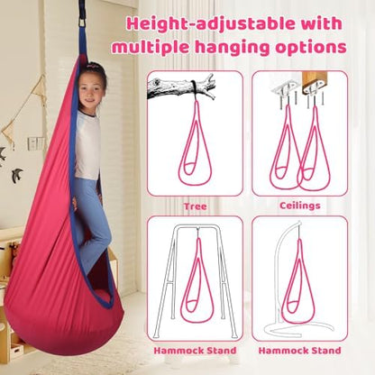 Sensory Pod Swing Hanging Seat Hammock Chair (Cranberry)