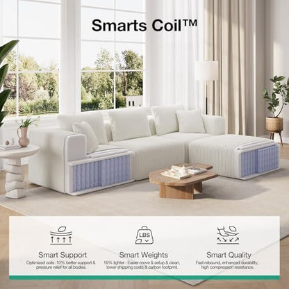 Novilla 177" Modular Sectional Sofa, U Shape Extra Large Sectional Couch, Modern Cloud Design with Smarts Coil® Support, Boneless Sectional Couch for Living Room Apartment, No Assembly, Beige