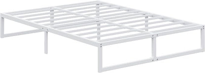 EMODA 12 Inch Full Size Bed Frame, Metal Platform Bed Frame Full No Box Spring Needed, Heavy Duty Steel Slats Support, Easy Assembly, Noise Free, White