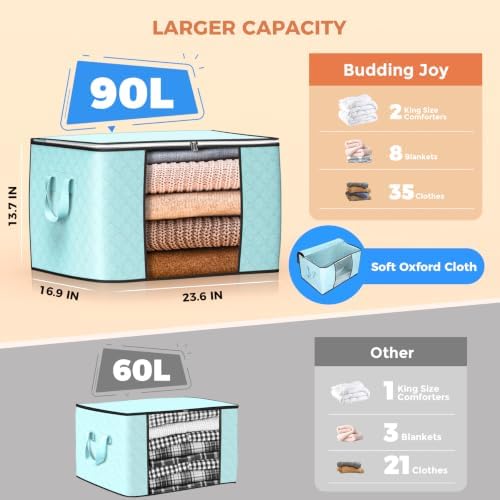 90L Large Storage Bags, 8 Pack Clothes Storage Bins Closet Organizers