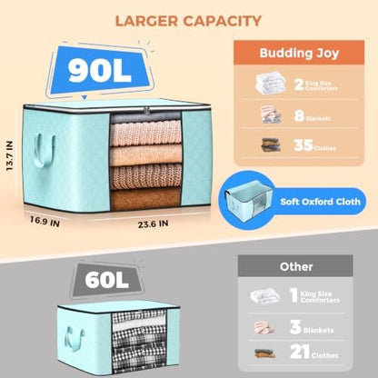 90L Large Storage Bags, 8 Pack Clothes Storage Bins Closet Organizers