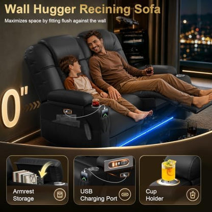 Power Recliner Loveseat with Massage & Heat, Gray