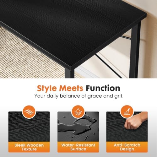 Sweetcrispy 32-Inch Small Computer Desk for Bedroom Home Office, Black