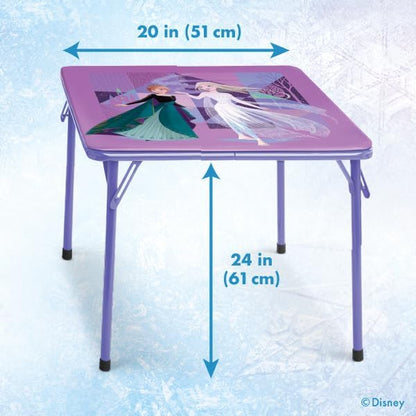 Disney Frozen Kids Folding Table & Chairs Set for Kid and Toddler 36 Months Up To 7 years, Includes: 1 Table (24"L x 24"W x 20"H), 2 Chairs (13"L x 13.5"W x 21"H) Weight Limit: 70 lb