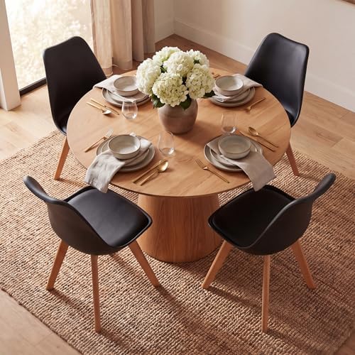 Dining Chairs Set of 4, PU Leather Padded Seat for Living Room