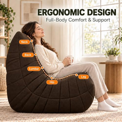 YVDNHP Bean Bag Chairs for Adults, 3 Seater Togo Sofa, Memory Foam, Coffee