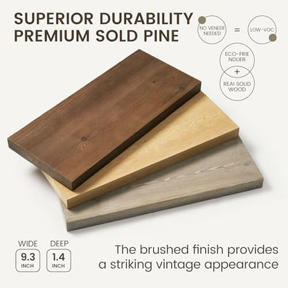 Marsmiles Dark Wood Floating Shelves, 24'' Long, 9.3'' Deep, Set of 2