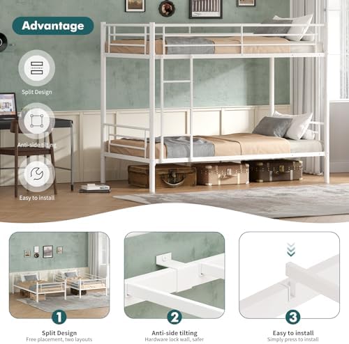 Heavy Duty Metal Twin Over Twin Bunk Bed Frame