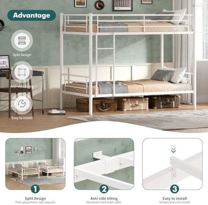 Heavy Duty Metal Twin Over Twin Bunk Bed Frame