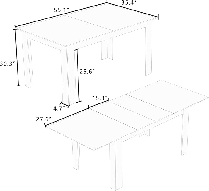 Extendable Dining Table for 6-10 Person, 55" to 86" Modern Dining Room Table, Rectangular Kitchen Table, Oak