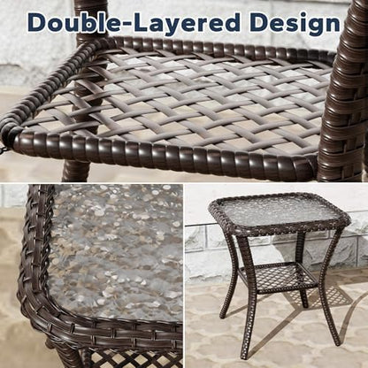 6 Piece Patio Furniture Set, Wicker Outdoor Conversation Set